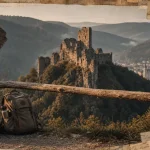 Château vosges à visiter : ruine au sommet, brume et forêt de sapins