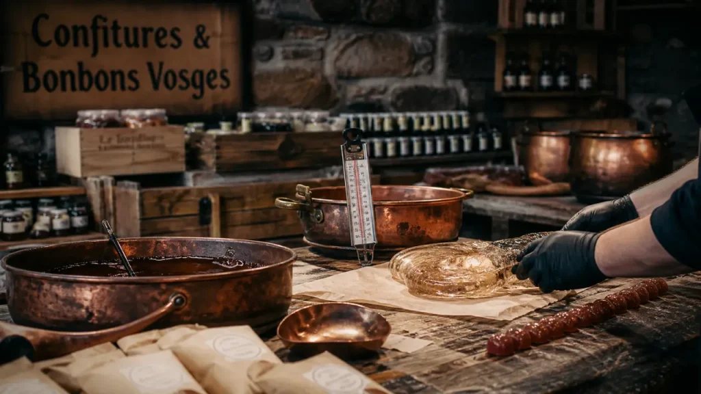 Confiserie des hautes vosges : fabrication de bonbons et sucre cuit en atelier