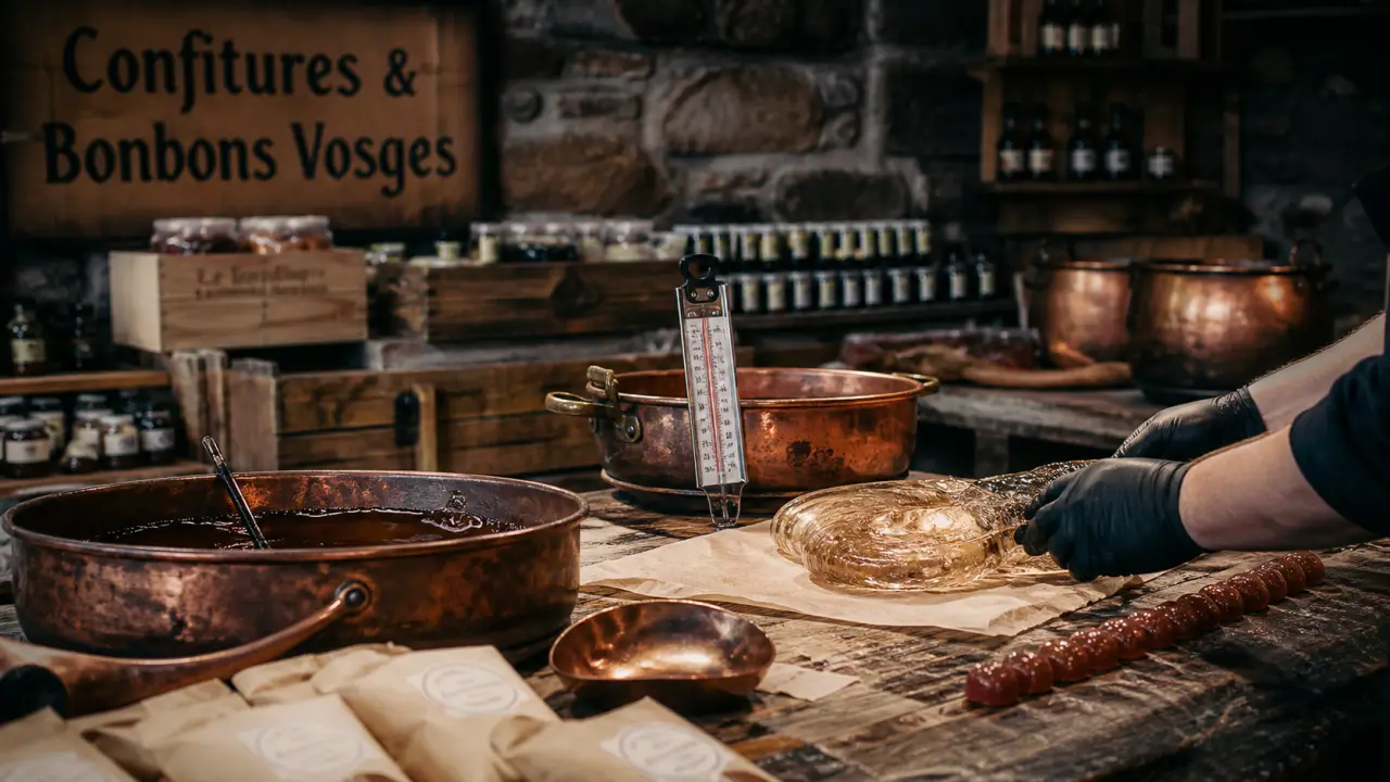 Confiserie des hautes vosges : fabrication de bonbons et sucre cuit en atelier