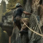 Escalade en alsace : grimpeur sur falaise du massif des Vosges