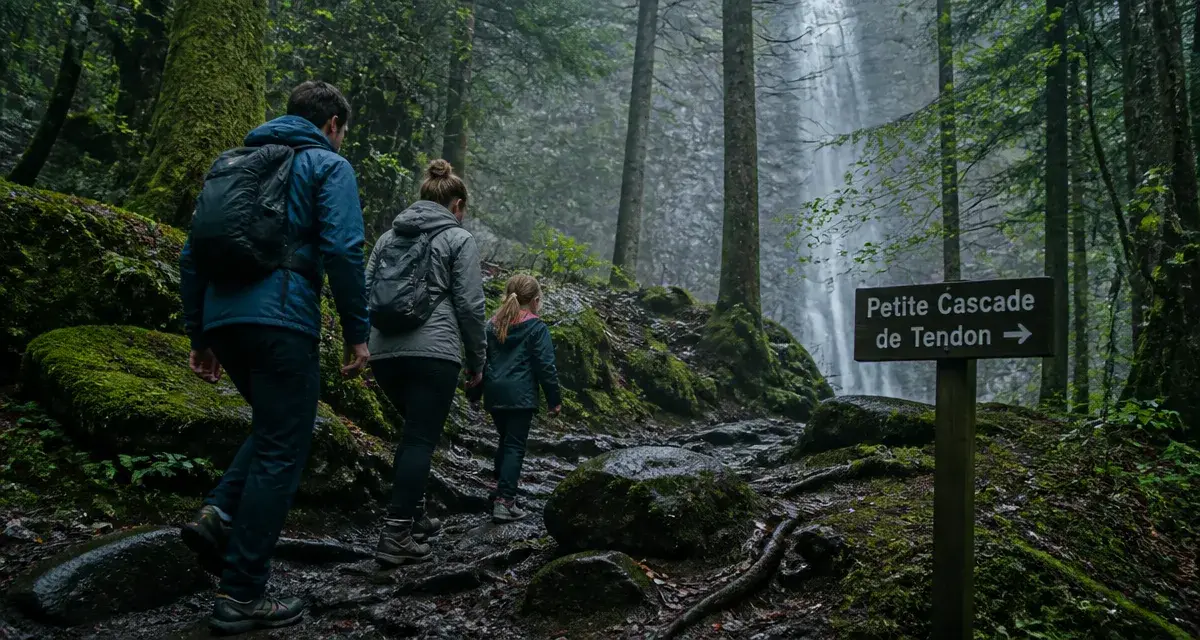Grande cascade de Tendon parking : sentier 2 km vers la cascade