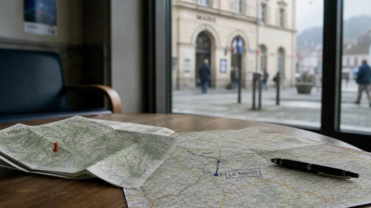 Le Thillot : plan des Vosges et mairie en salle d’accueil