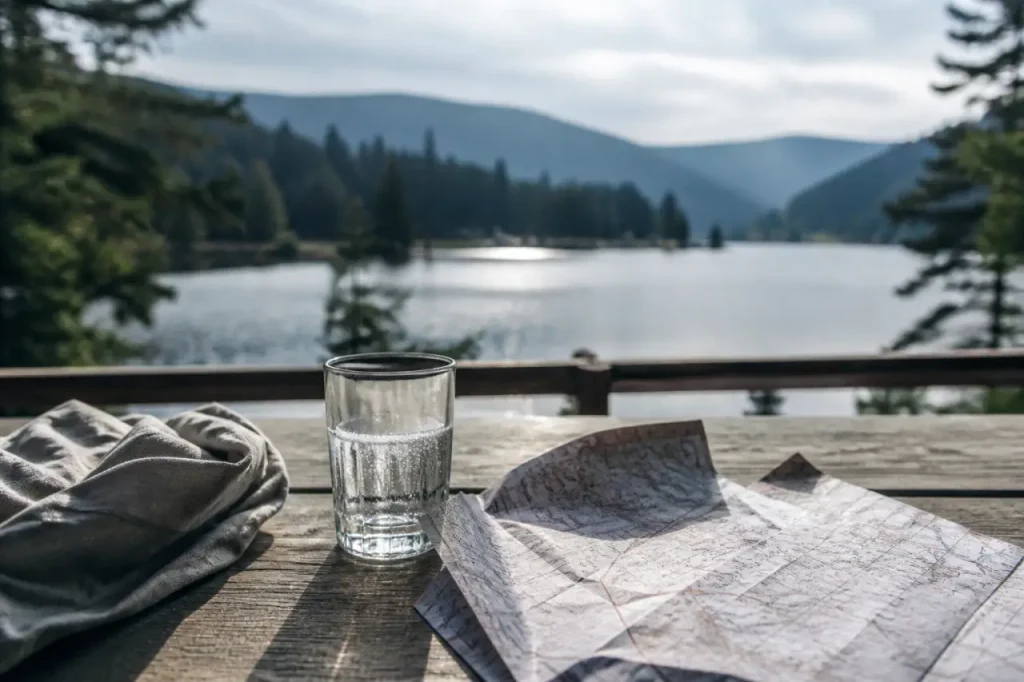 Visiter les Vosges en été : terrasse au bord du lac à Gérardmer