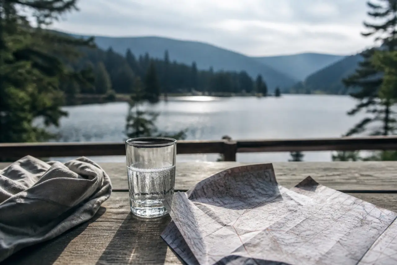 Visiter les Vosges en été : terrasse au bord du lac à Gérardmer
