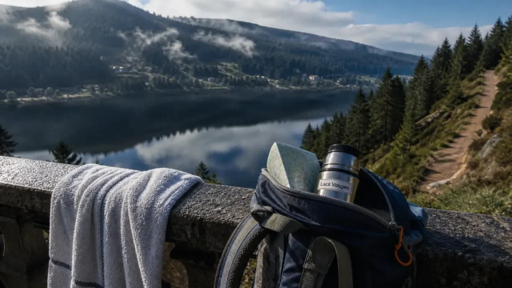 Visiter les Vosges : lac de Gérardmer et sentier vers la crête, vue depuis un belvédère