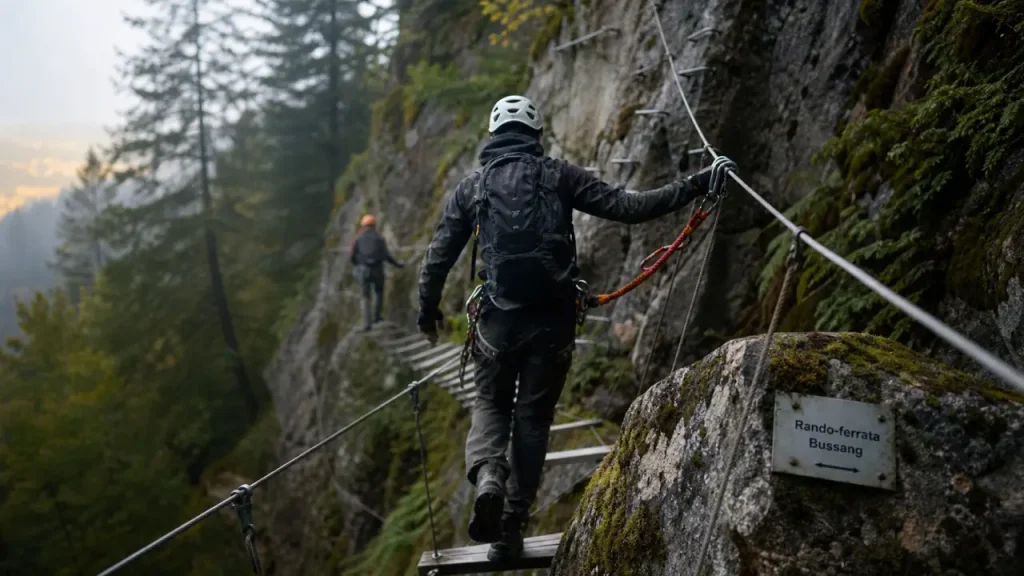 Vosges via ferrata Bussang : rando-ferrata sur pont de singe