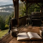 Chalet dans vosges : porche en bois et terrasse