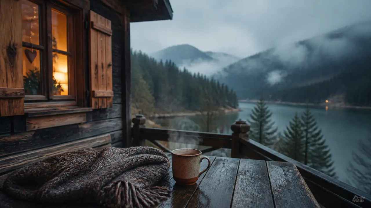 Chalet Vosges week end : lac dans la brume, forêt et crêtes