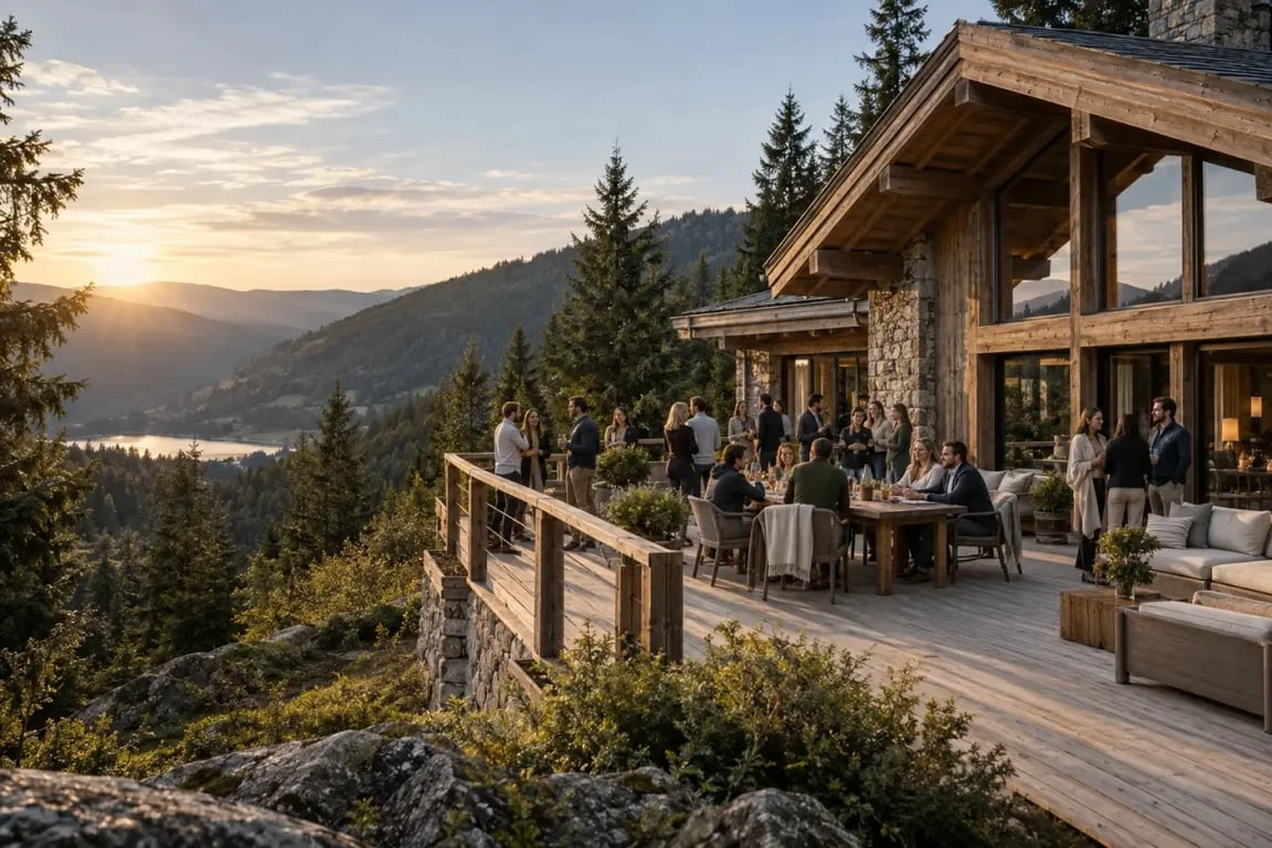 Location chalet Vosges week-end 20 personnes dans un chalet entouré de sapins