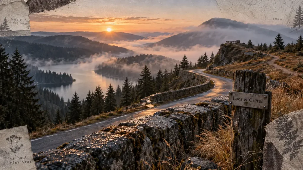 Massif des Vosges tourisme : Route des Crêtes, lac brumeux et belvédère