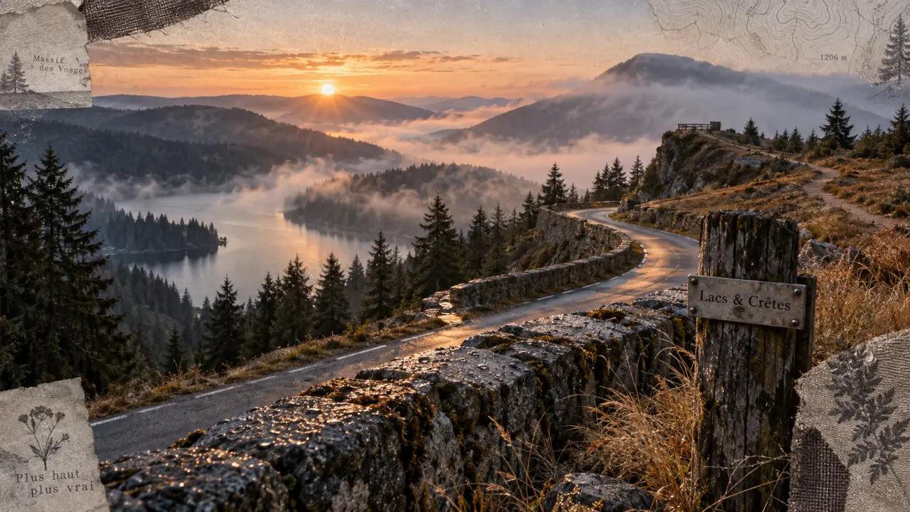 Massif des Vosges tourisme : Route des Crêtes, lac brumeux et belvédère