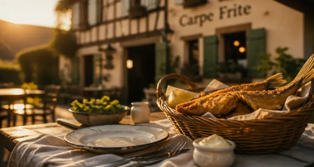 Meilleur restaurant carpe frite Alsace : carpe frite dorée et citron