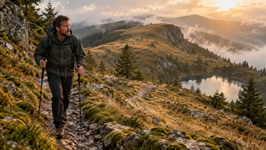 Meilleure randonnée vosges : randonneur au Hohneck, crêtes et lac