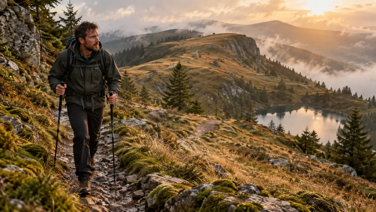 Meilleure randonnée vosges : randonneur au Hohneck, crêtes et lac