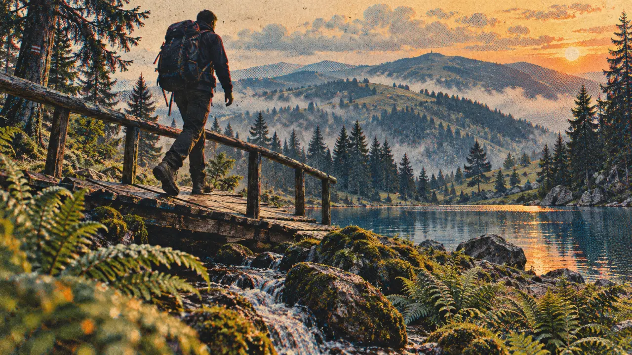 Meilleur randonnée vosges : passerelle près d’un lac en forêt et crête