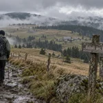Parc naturel régional des ballons des vosges randonnée : sentier de crête brumeux