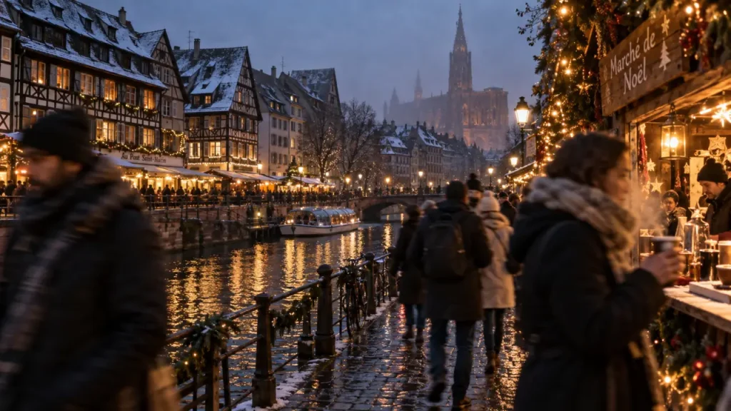 Que visiter en Alsace en hiver : Strasbourg, marché de Noël et maisons à colombages illuminées