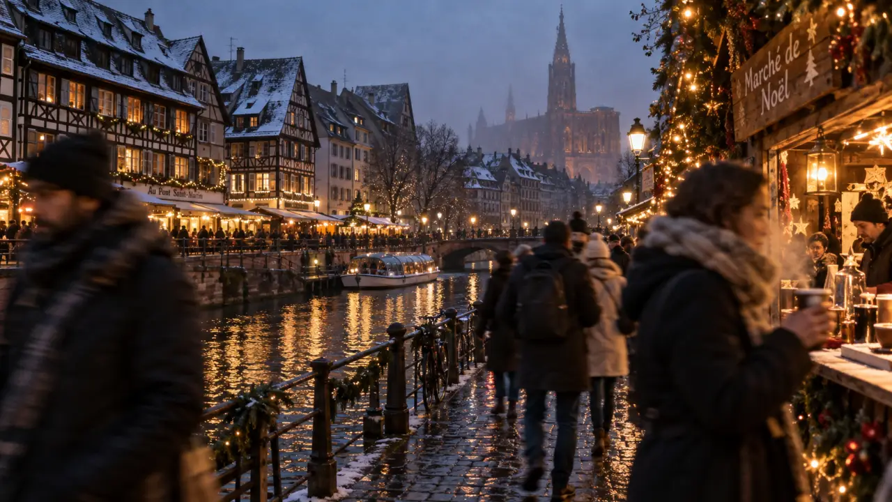 Que visiter en Alsace en hiver : Strasbourg, marché de Noël et maisons à colombages illuminées