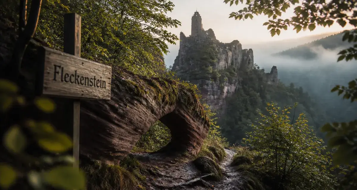 Quoi visiter dans les Vosges du Nord : rocher en grès rose et ruines de Fleckenstein