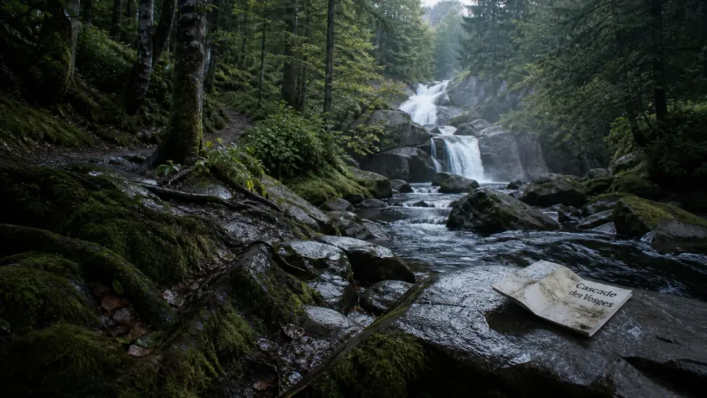 Randonnée cascade Vosges : sentier vosgien près de la cascade