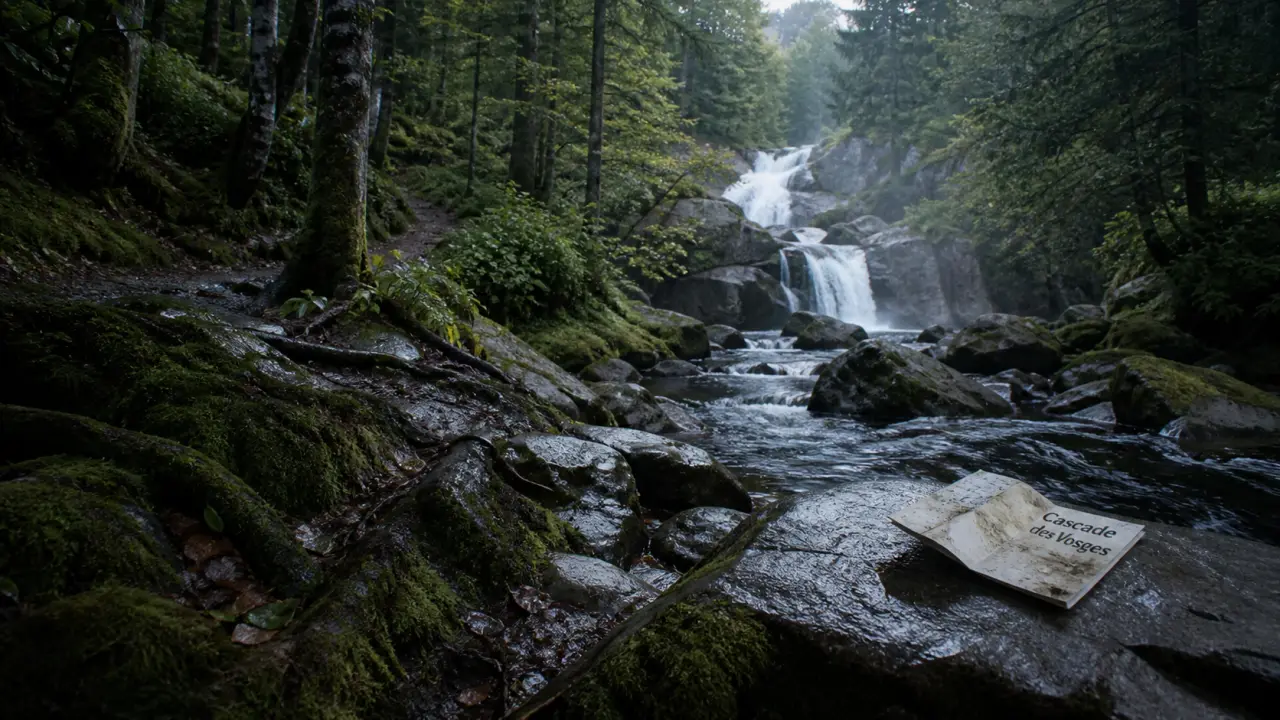 Randonnée cascade Vosges : sentier vosgien près de la cascade