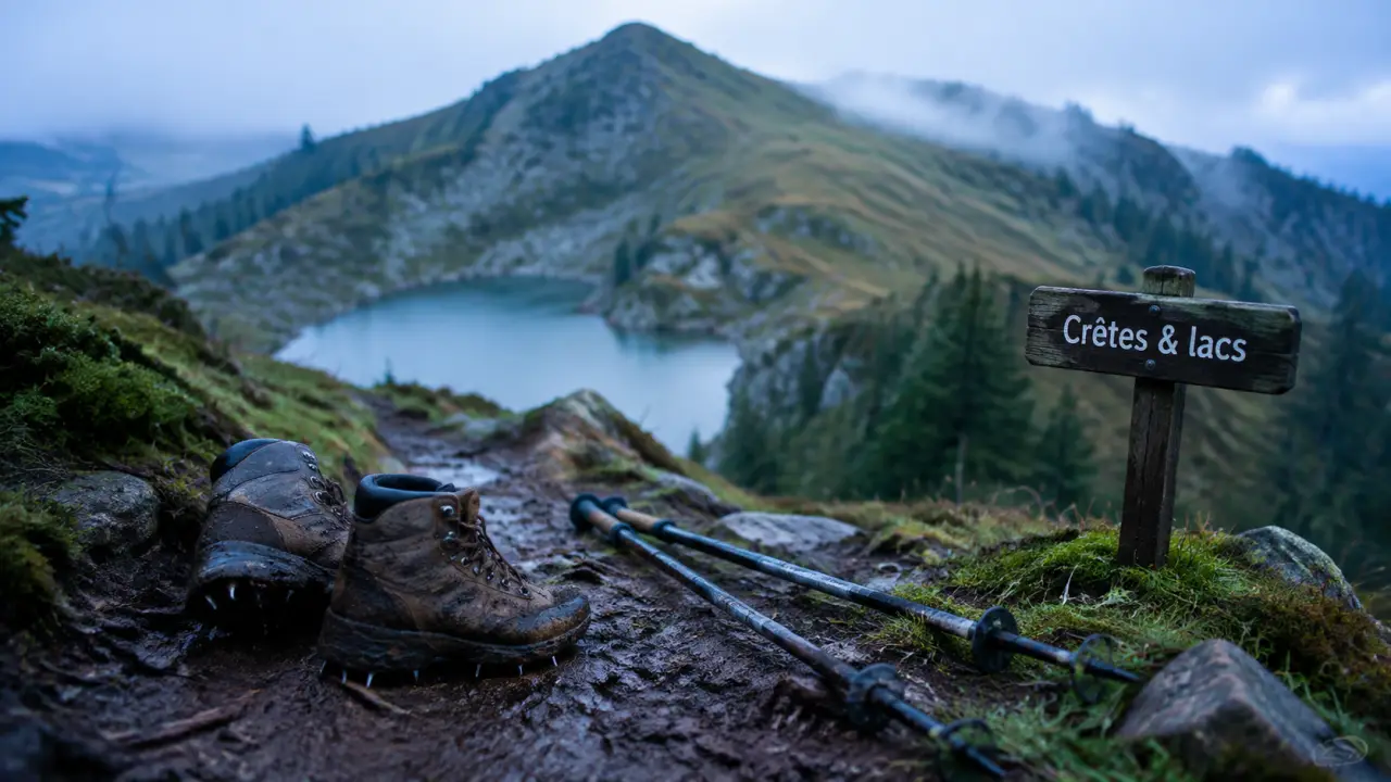 Randonnée hautes vosges : chaussures, crête et lac glaciaire