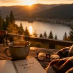 Week end romantique vosges : chocolat chaud sur terrasse au bord du lac
