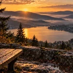 Coin a visiter dans les Vosges : belvédère sur le lac de Gérardmer au coucher du soleil