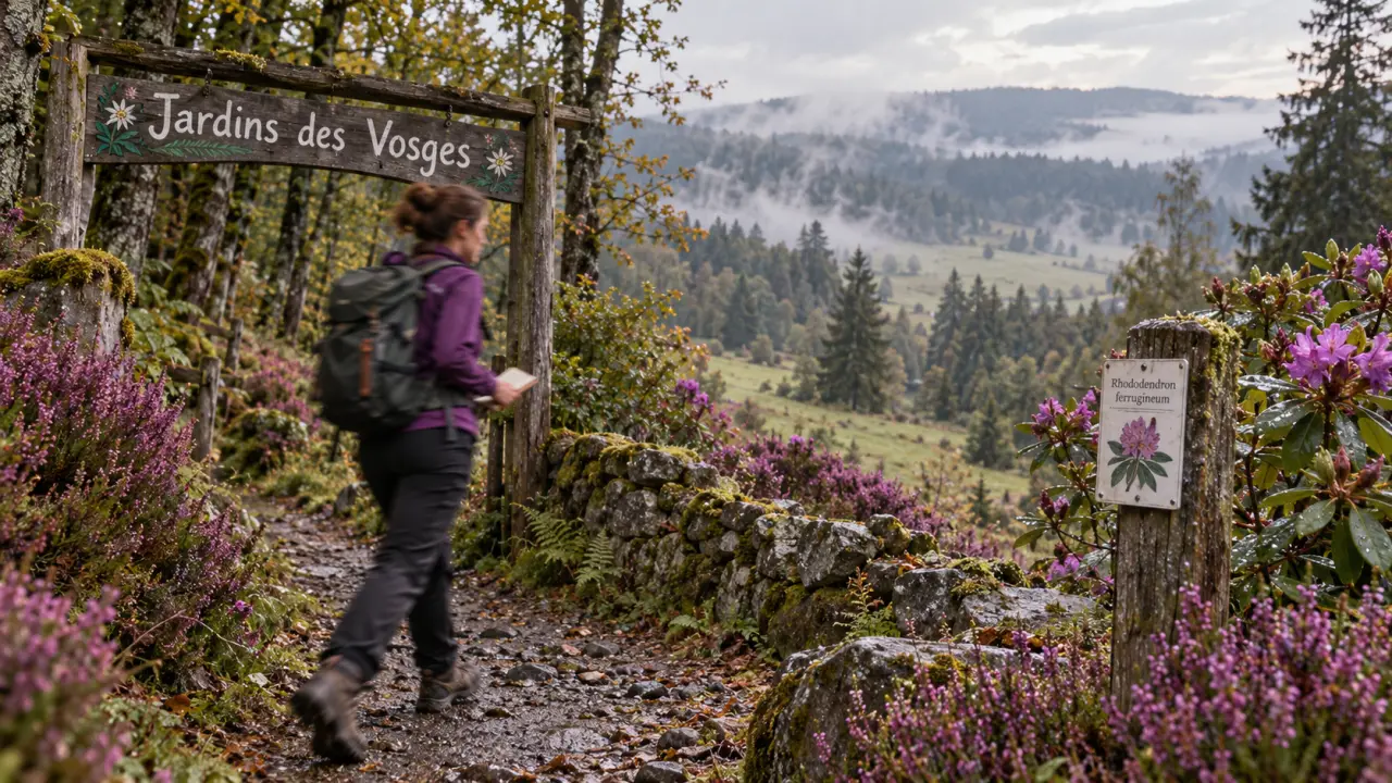 Sentier humide, bruyères mauves et rhododendrons : jardins à visiter dans les Vosges