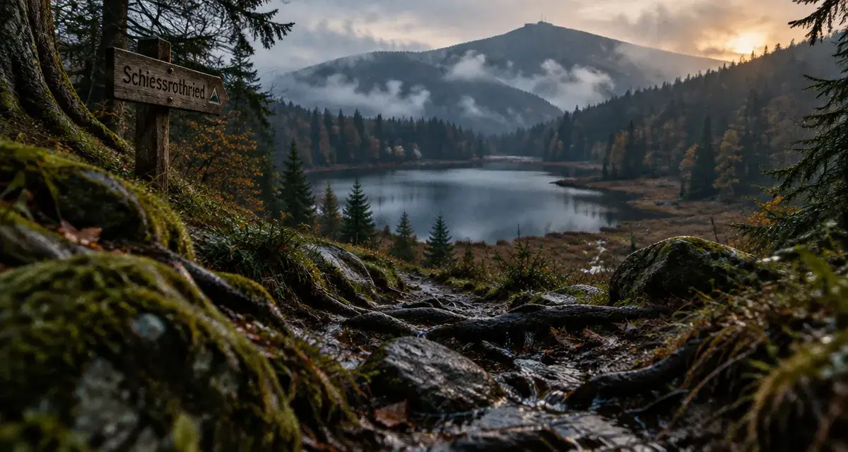 lac de schiessrothried : sentier humide et lac à 930 m