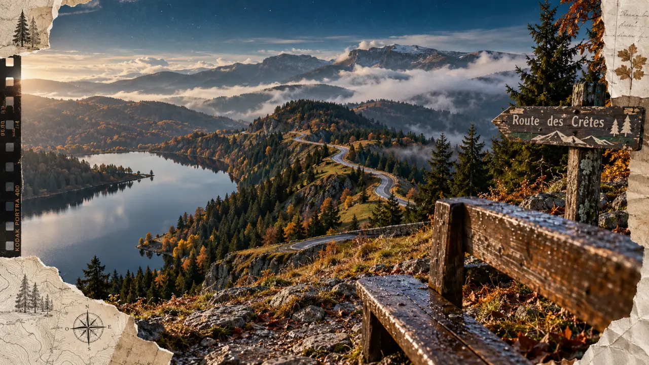 Lieux a visiter vosges : route des crêtes, lac et Hohneck dans la brume
