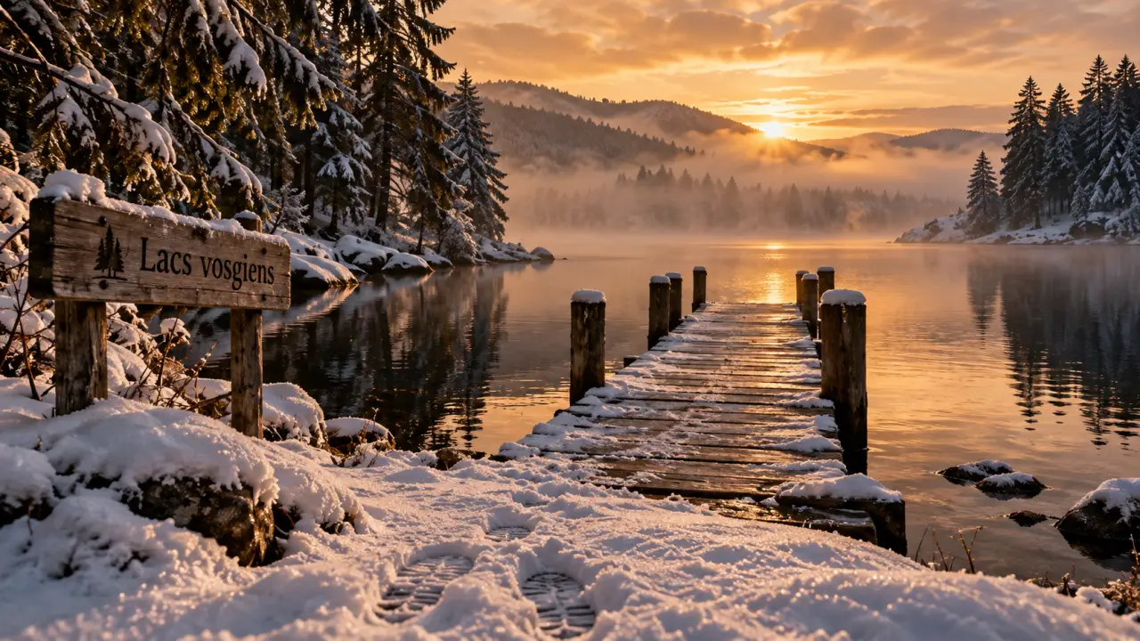 Que visiter dans les Vosges en hiver : lacs gelés près de Gérardmer, neige et sapins