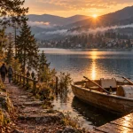 Quoi faire a gerardmer au lac de Gérardmer : rives et sentier, vue au coucher de soleil