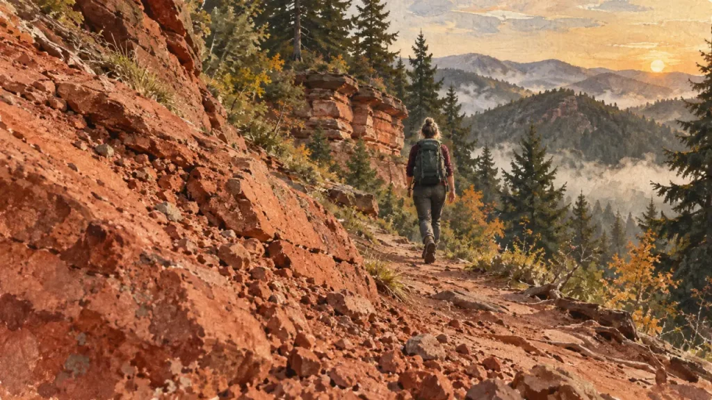 Randonnée Colorado des Vosges : grès rouge et sentier