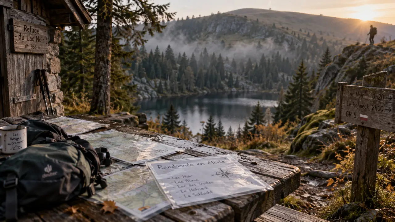 Randonnée en étoile Vosges : camp de base près du lac et des crêtes