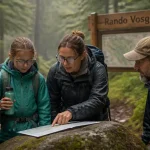 Randonnée familiale Vosges : famille sur un sentier, lacs et crêtes