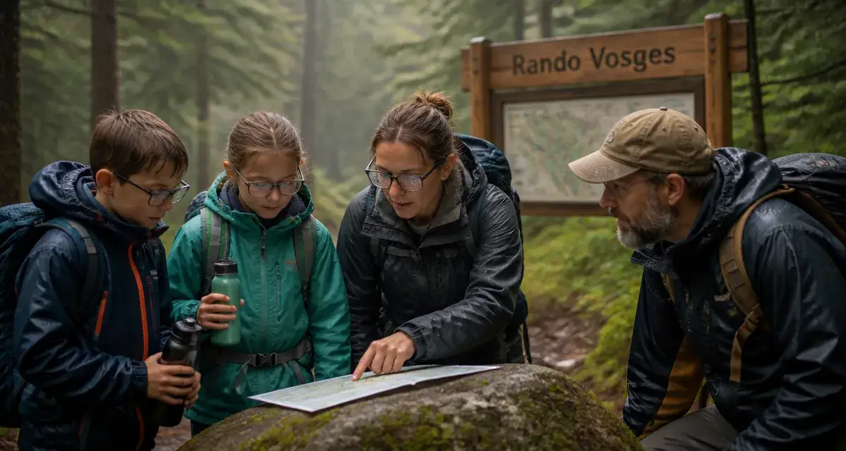 Randonnée familiale Vosges : famille sur un sentier, lacs et crêtes