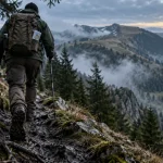 Randonnée gr5 vosges : sentier de crête et chaumes, brume au Hohneck