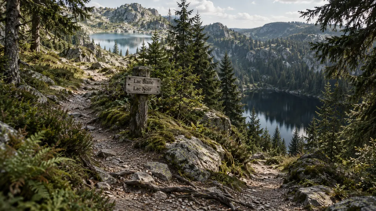 Randonnée lac blanc lac noir vosges : sentier vers les lacs