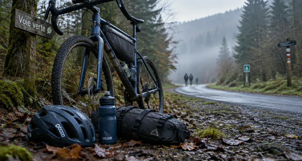 Randonnée vélo Vosges en voie verte, vélo gravel en forêt