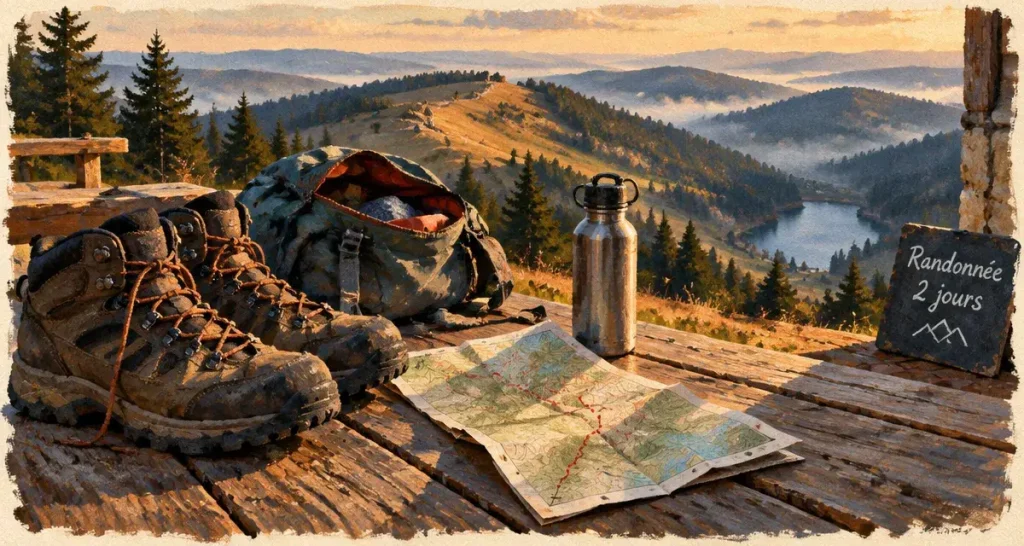 Randonnée vosges 2 jours auberge : crêtes, chaussures et sac léger