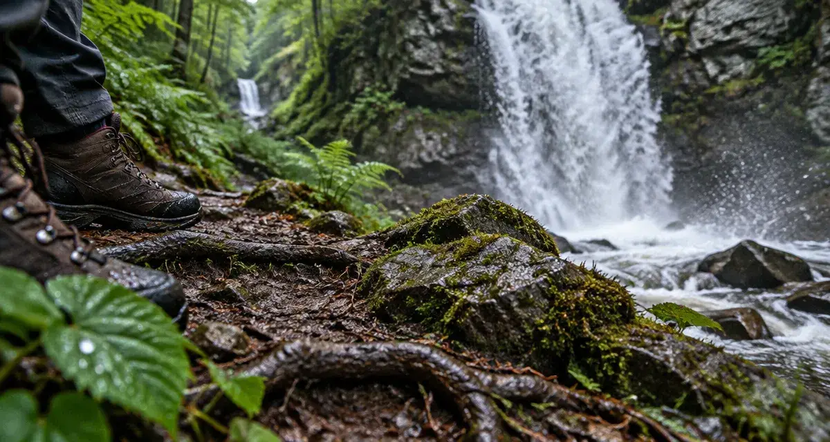 Randonnée Vosges cascade de Tendon : sentier humide vers la cascade